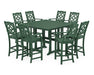 Martha Stewart by POLYWOOD Chinoiserie 9-Piece Square Bar Set with Trestle Legs in Green