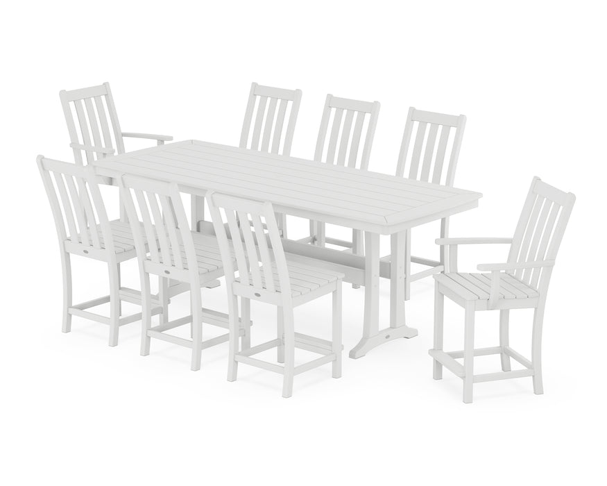 POLYWOOD® Vineyard 9-Piece Counter Set with Trestle Legs in White