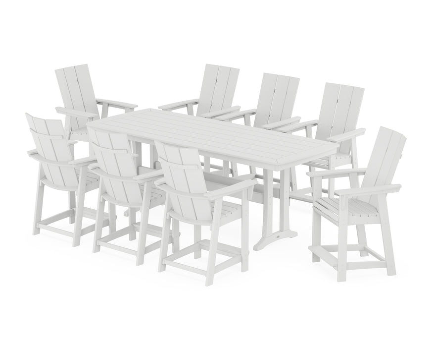 POLYWOOD® Modern Curveback Adirondack 9-Piece Counter Set with Trestle Legs in White