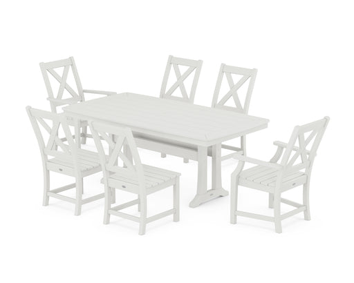 POLYWOOD Braxton 7-Piece Dining Set with Trestle Legs in Vintage White