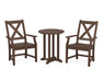 POLYWOOD Braxton 3-Piece Round Dining Set in Mahogany