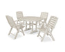 POLYWOOD® 5-Piece Nautical Highback Chair Round Dining Set with Trestle Legs in Sand