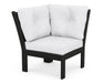 POLYWOOD Vineyard Modular Corner Chair in Black with Natural fabric