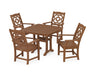 Martha Stewart by POLYWOOD Chinoiserie 5-Piece Dining Set with Trestle Legs in Teak