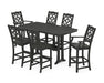 Martha Stewart by POLYWOOD Chinoiserie 7-Piece Bar Set with Trestle Legs in Black