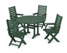 POLYWOOD Captain 5-Piece Round Dining Set with Trestle Legs in Green