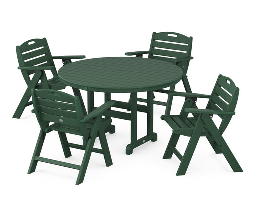 POLYWOOD Nautical Lowback 5-Piece Round Dining Set in Green