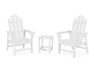 POLYWOOD® Long Island 3-Piece Upright Adirondack Chair Set in White