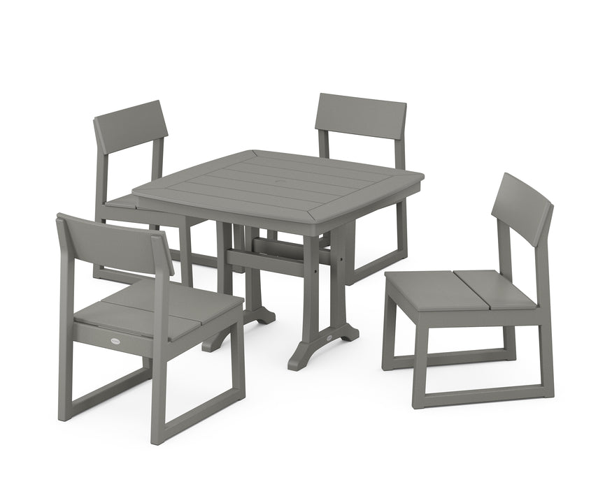POLYWOOD EDGE Side Chair 5-Piece Dining Set with Trestle Legs in Slate Grey
