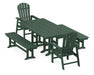 POLYWOOD South Beach 5-Piece Farmhouse Dining Set with Benches in Green