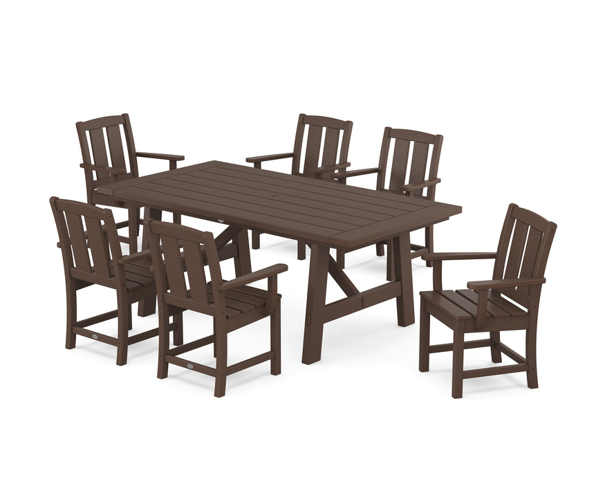 POLYWOOD® Mission Arm Chair 7-Piece Rustic Farmhouse Dining Set in Sand