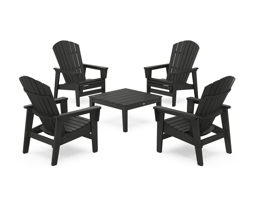 POLYWOOD® 5-Piece Nautical Grand Upright Adirondack Chair Conversation Group in Black