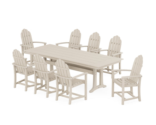 POLYWOOD Classic Adirondack 9-Piece Farmhouse Dining Set with Trestle Legs in Sand