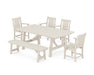 POLYWOOD® Oxford 6-Piece Rustic Farmhouse Dining Set with Bench in Black
