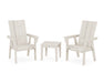POLYWOOD® Modern 3-Piece Curveback Upright Adirondack Chair Set in Slate Grey