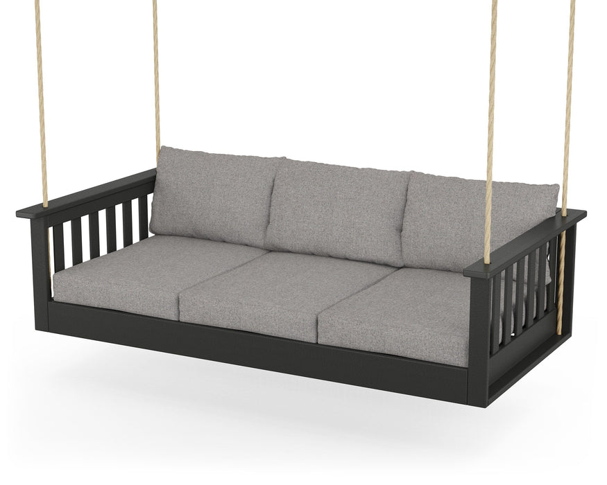 POLYWOOD Vineyard Daybed Swing in Black with Grey Mist fabric