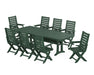 POLYWOOD Captain 9-Piece Dining Set with Trestle Legs in Green