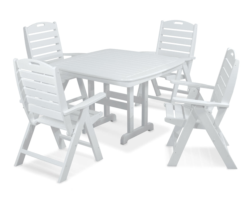 POLYWOOD® Nautical Highback Chair 5-Piece Dining Set in White