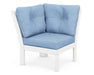 POLYWOOD Vineyard Modular Corner Chair in White with Air Blue fabric