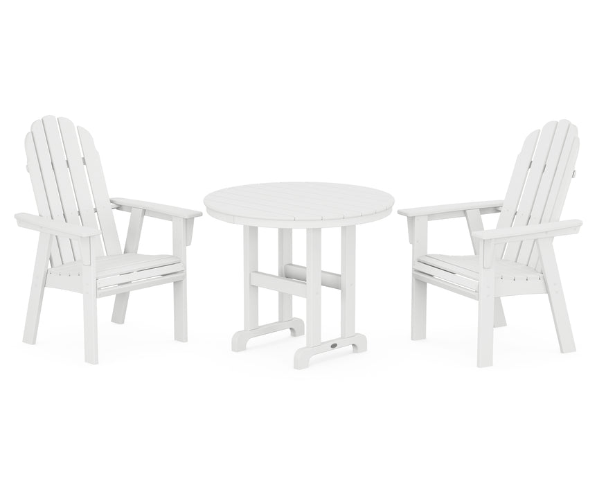 POLYWOOD Vineyard Adirondack 3-Piece Round Dining Set in White