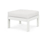 POLYWOOD Vineyard Modular Ottoman in Vintage White with Natural Linen fabric