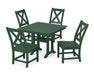 POLYWOOD Braxton Side Chair 5-Piece Farmhouse Dining Set With Trestle Legs in Green