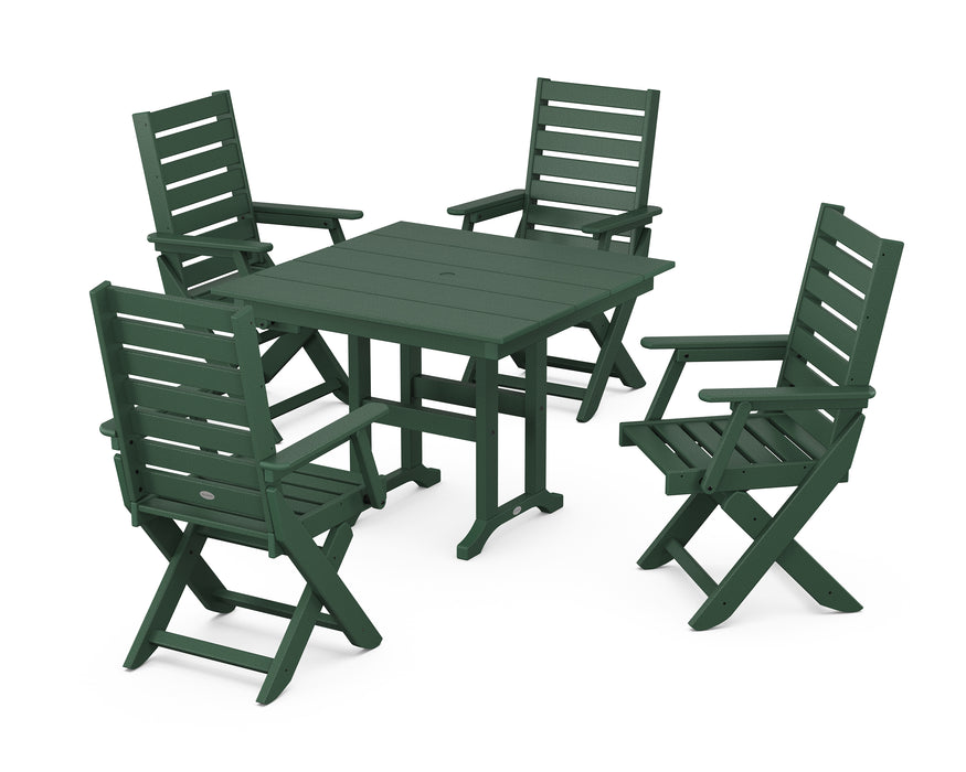 POLYWOOD Captain 5-Piece Farmhouse Dining Set in Green