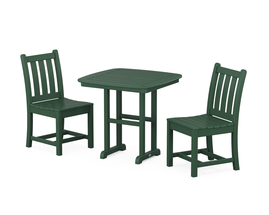 POLYWOOD Traditional Garden Side Chair 3-Piece Dining Set in Green