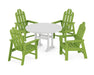 POLYWOOD Long Island 5-Piece Round Dining Set with Trestle Legs in Lime