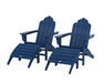 POLYWOOD Long Island Adirondack Chair 4-Piece Set with Ottomans in Slate Grey