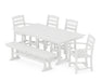 POLYWOOD La Casa Café 6-Piece Farmhouse Dining Set with Bench in White