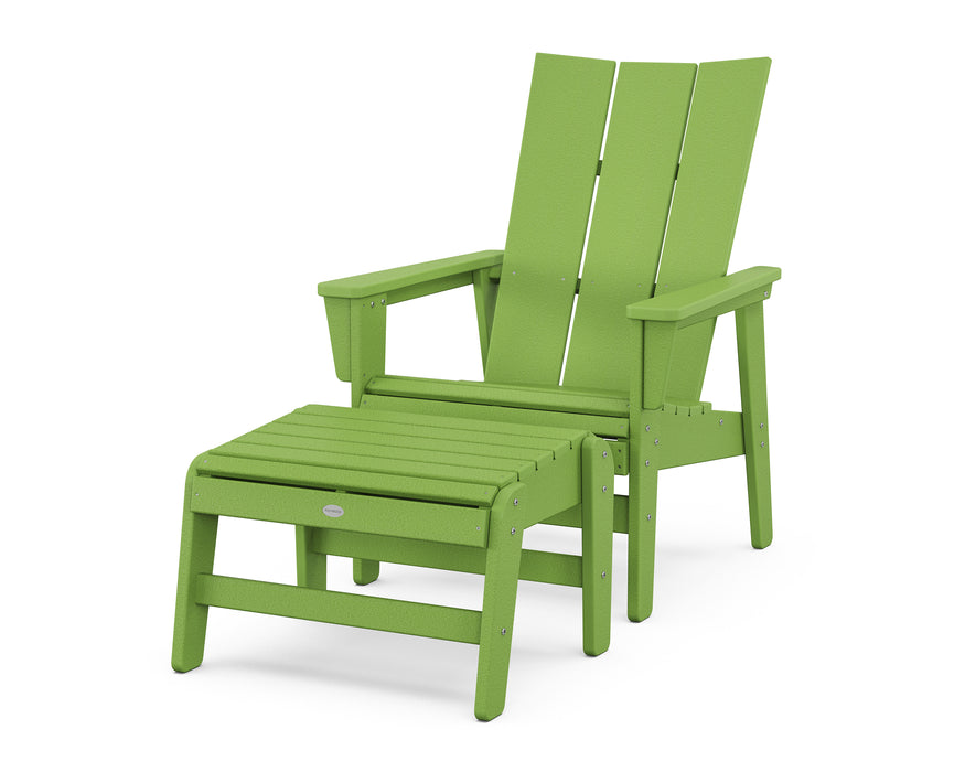 POLYWOOD® Modern Grand Upright Adirondack Chair with Ottoman in Mahogany
