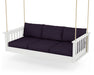 POLYWOOD Vineyard Daybed Swing in White with Navy Linen fabric