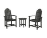 POLYWOOD® Classic 3-Piece Upright Adirondack Chair Set in Black