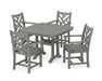 POLYWOOD Chippendale 5-Piece Dining Set with Trestle Legs in Slate Grey