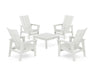 POLYWOOD® 5-Piece Modern Grand Upright Adirondack Chair Conversation Group in Vintage White