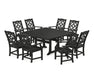 Martha Stewart by POLYWOOD Chinoiserie 9-Piece Square Dining Set with Trestle Legs in Black