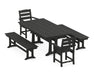POLYWOOD Lakeside 5-Piece Farmhouse Dining Set With Trestle Legs in Black