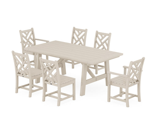 POLYWOOD Chippendale 7-Piece Rustic Farmhouse Dining Set in Sand