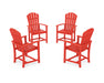 POLYWOOD® Palm Coast 4-Piece Upright Adirondack Conversation Set in Sunset Red