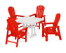 POLYWOOD South Beach 5-Piece Dining Set with Trestle Legs in Sunset Red