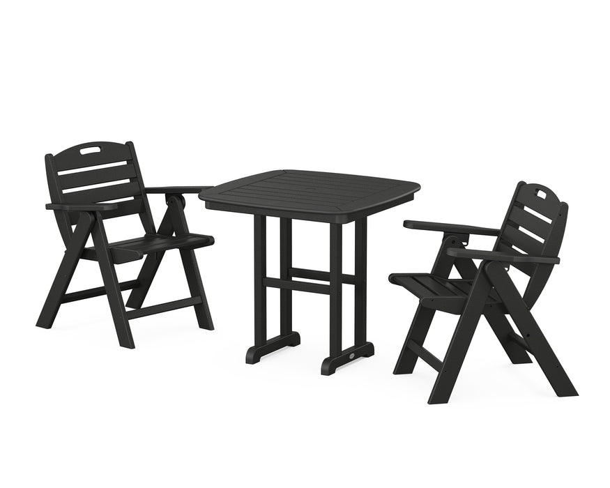 POLYWOOD Nautical Lowback 3-Piece Dining Set in Black