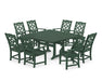 Martha Stewart by POLYWOOD Chinoiserie 9-Piece Square Farmhouse Dining Set with Trestle Legs in Green