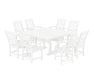Martha Stewart by POLYWOOD Chinoiserie 9-Piece Square Farmhouse Dining Set with Trestle Legs in White