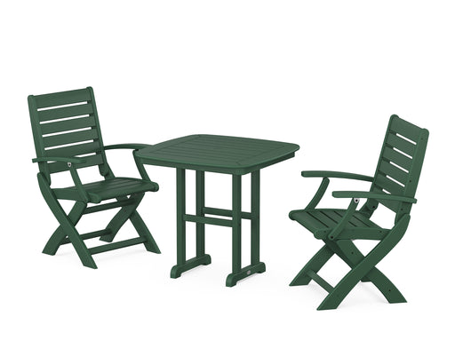 POLYWOOD Signature Folding Chair 3-Piece Dining Set in Green