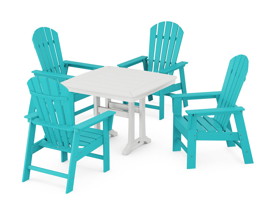 POLYWOOD South Beach 5-Piece Dining Set with Trestle Legs in Aruba