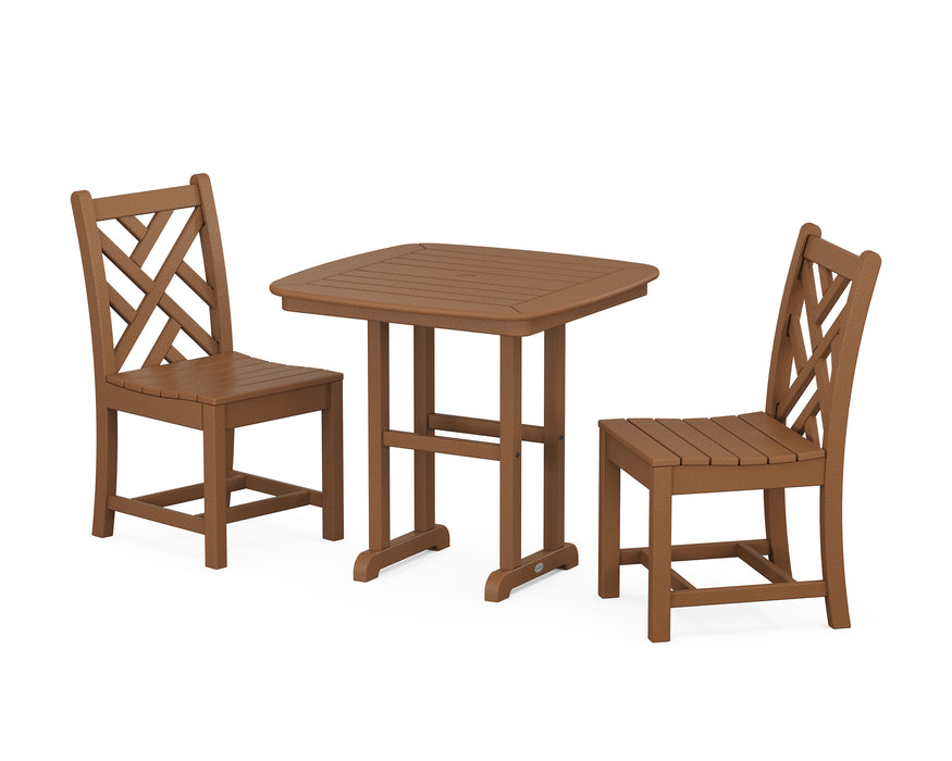 POLYWOOD Chippendale Side Chair 3-Piece Dining Set in Teak