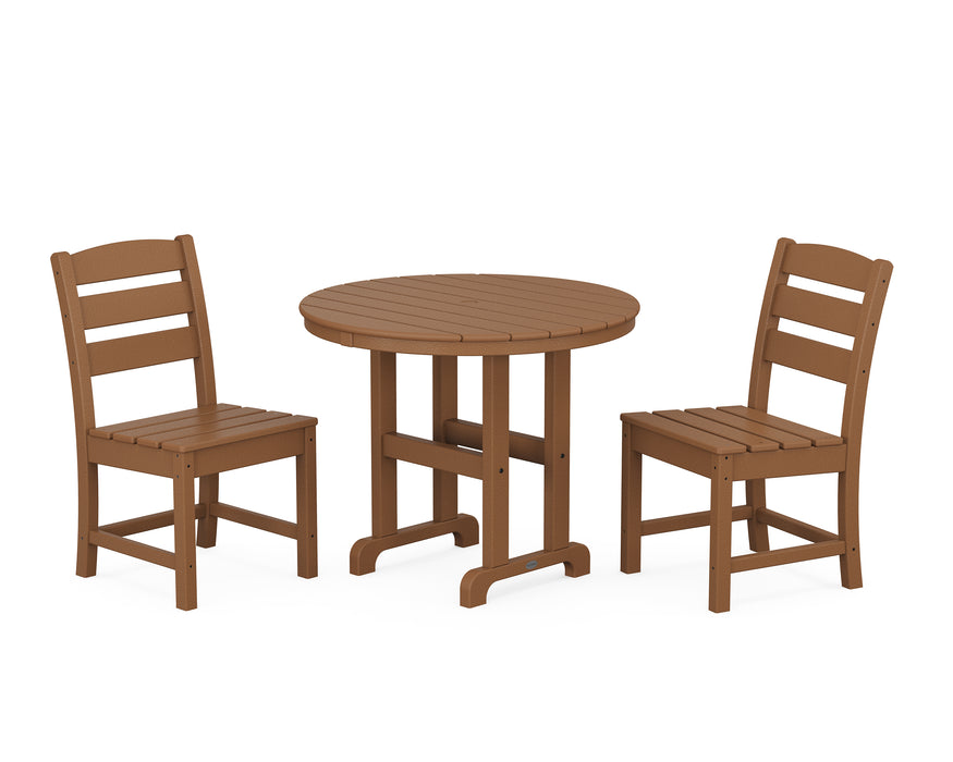 POLYWOOD® Lakeside Side Chair 3-Piece Round Dining Set in Teak