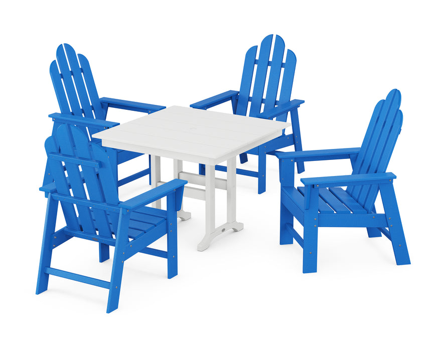 POLYWOOD Long Island 5-Piece Farmhouse Dining Set in Pacific Blue