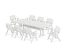 POLYWOOD Nautical Lowback 9-Piece Farmhouse Dining Set with Trestle Legs in White
